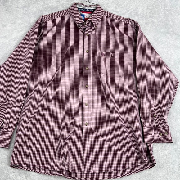 Wrangler Other - Wrangler George Strait Cowboy Cut Shirt XL Burgundy Check Men Western Button Up